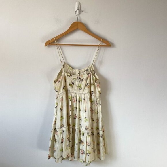Urban Outfitters UO Honey Tiered Frock Mini Dress Cream Floral Size Small - Picture 8 of 10
